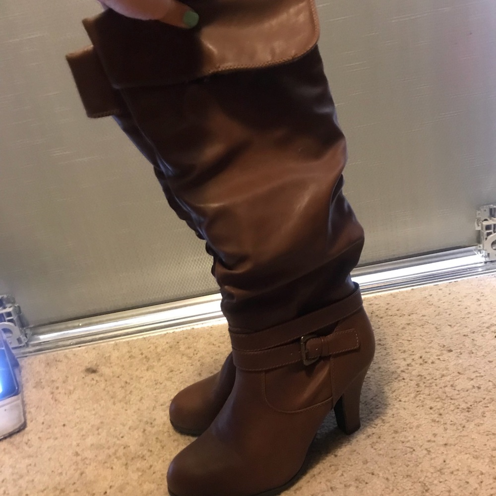 Brown heeled boots